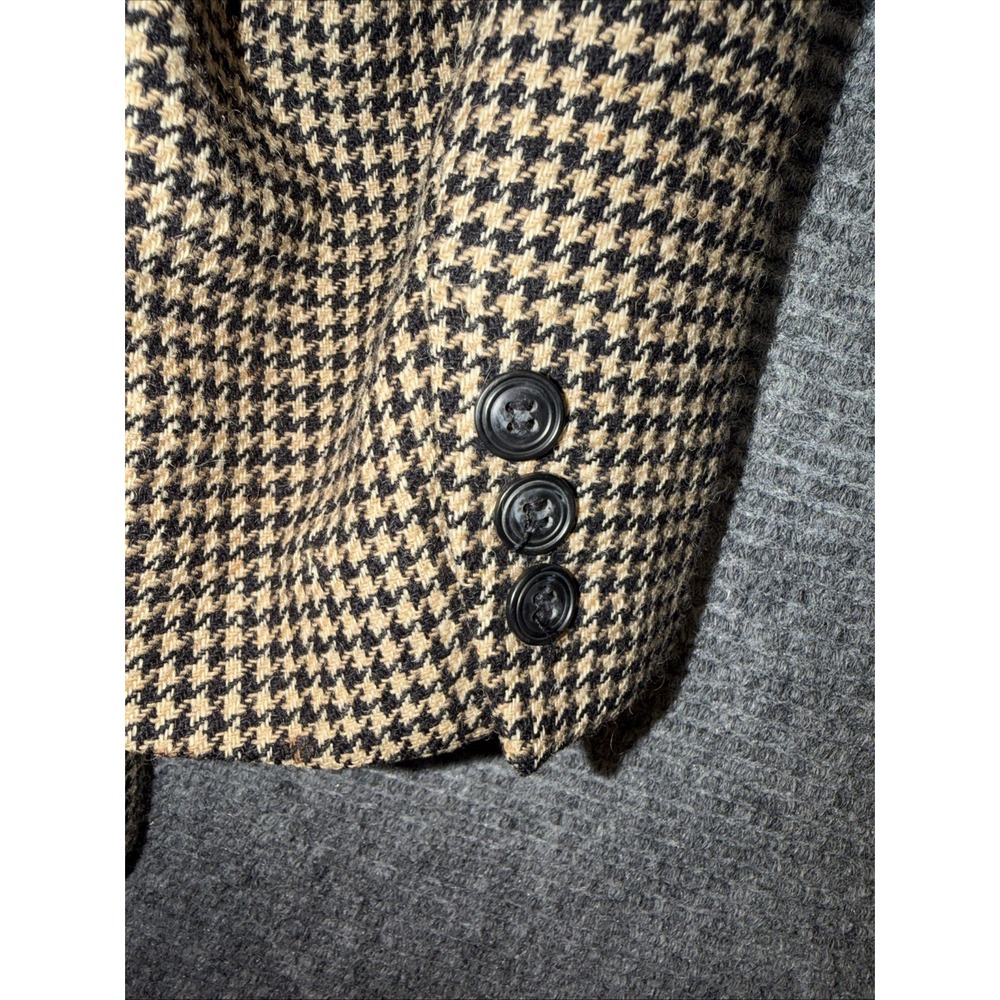 Vtg Harv'e Bernard Sport Coat Tweed Blazer Mens 48R Houndstooth Wool Brown Black - Picture 4 of 16